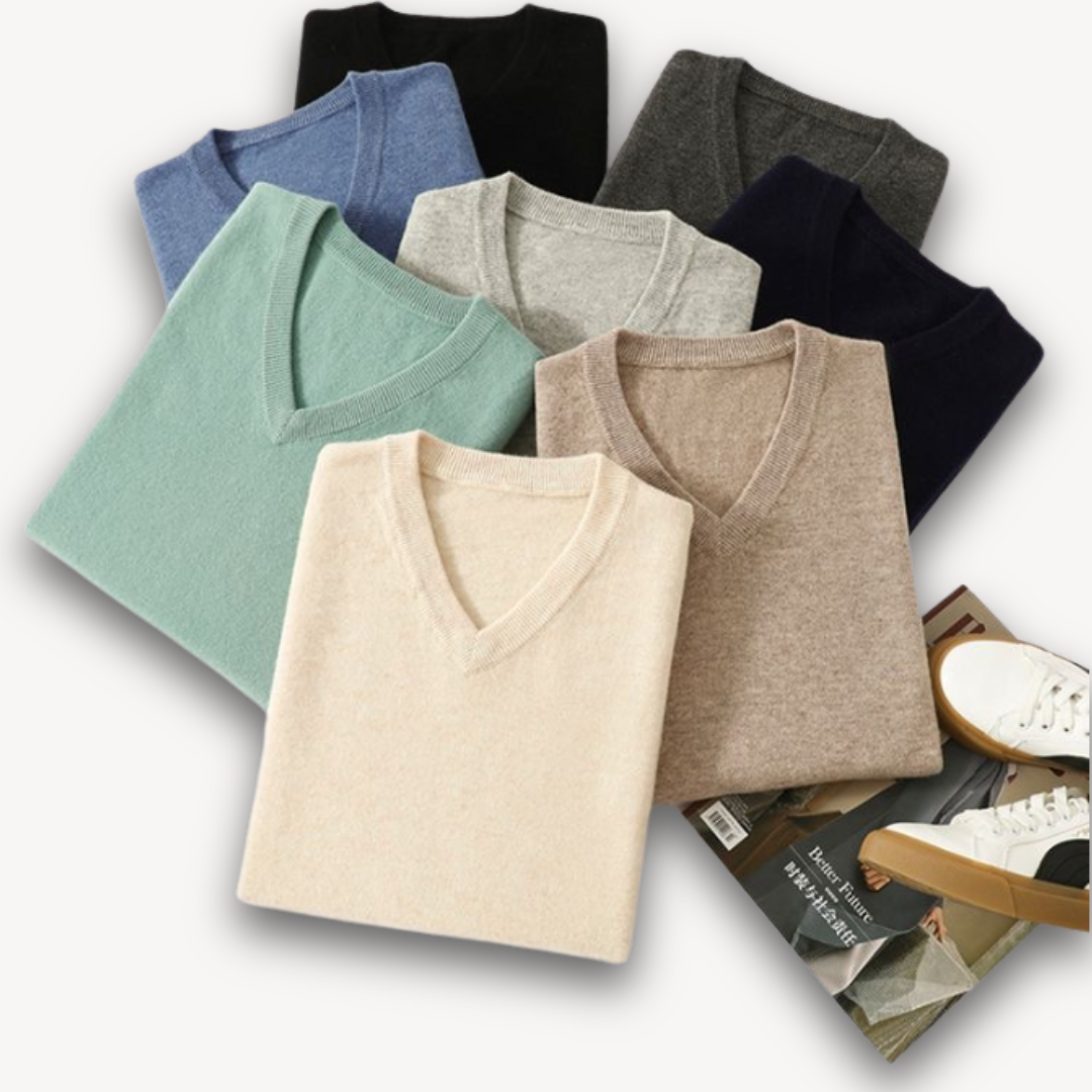 Luxury Men's Soft V-Neck Cashmere Sweater