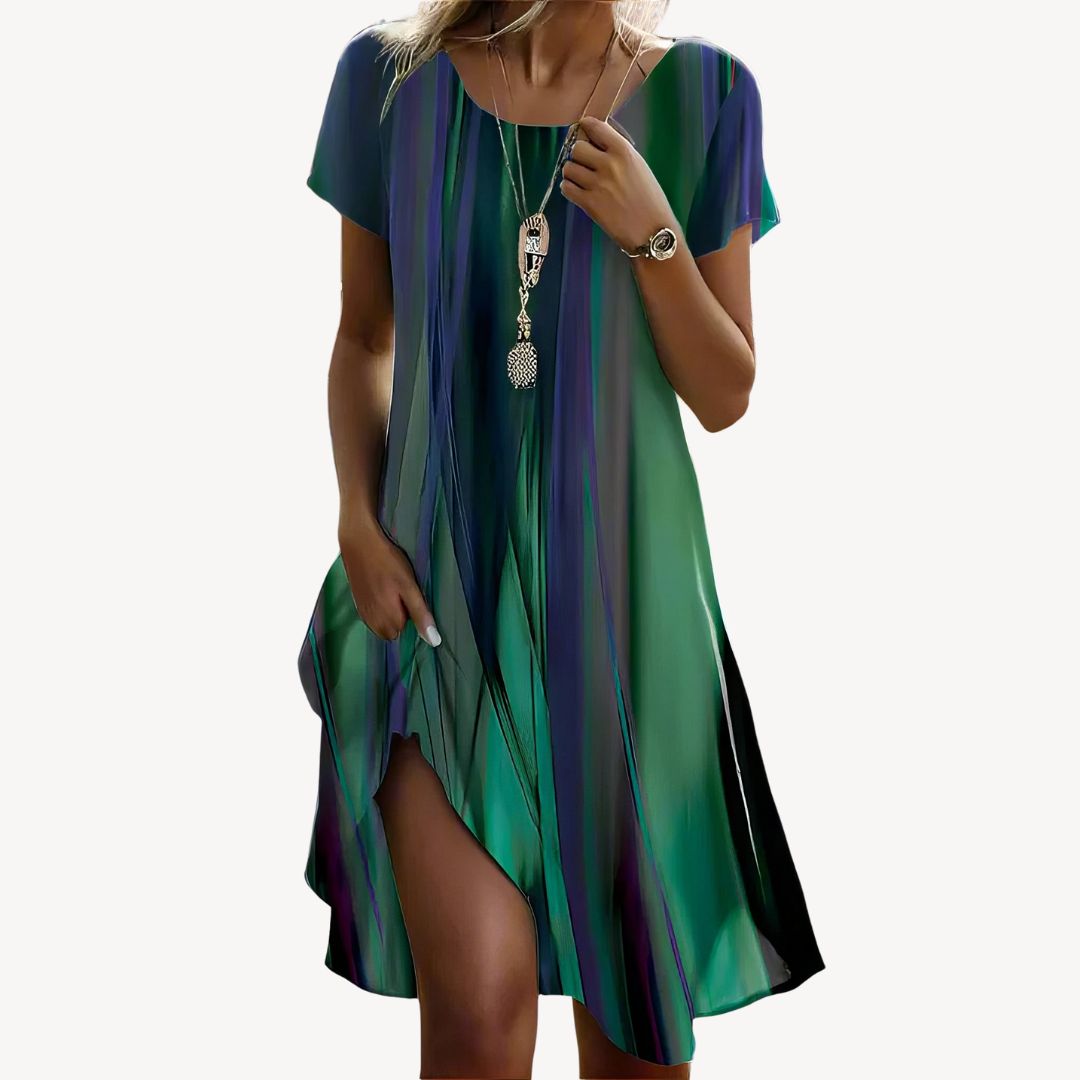 Stylish Floral Short Sleeve Womens Dress - OutfitLondon