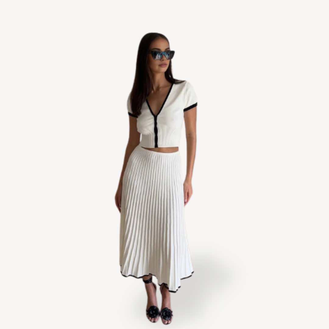 Ladies Long Flowy Skirt and Sleeveless Blouse Set - OutfitLondon