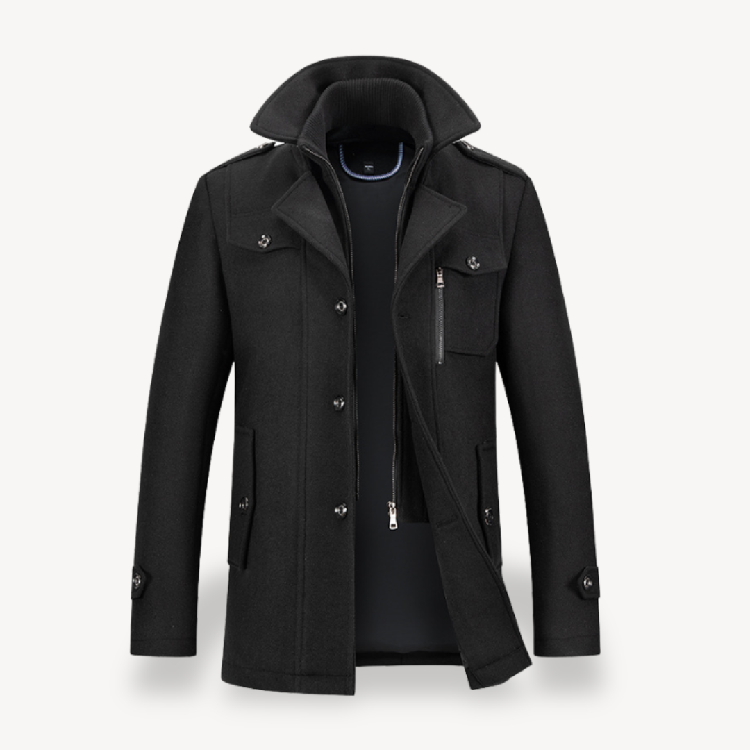 Classic Fit Mens Wool Pea Coat - OutfitLondon