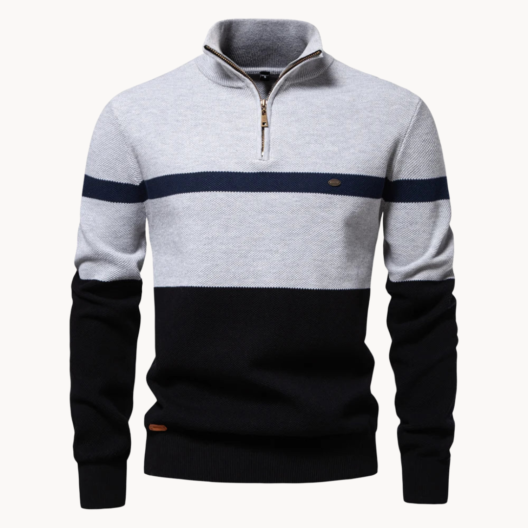 Fashionable Multi-Colored Quarter Zip Sweater