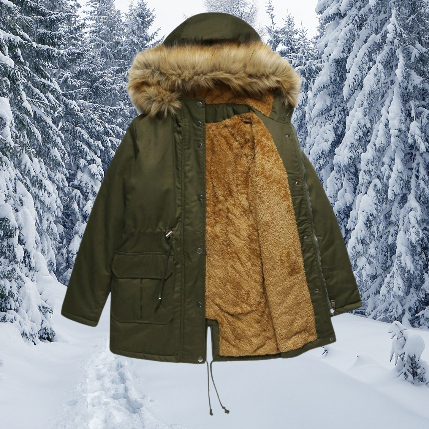 Cozy Women's Insulated Snow Parka Coat with Faux Fur Hood