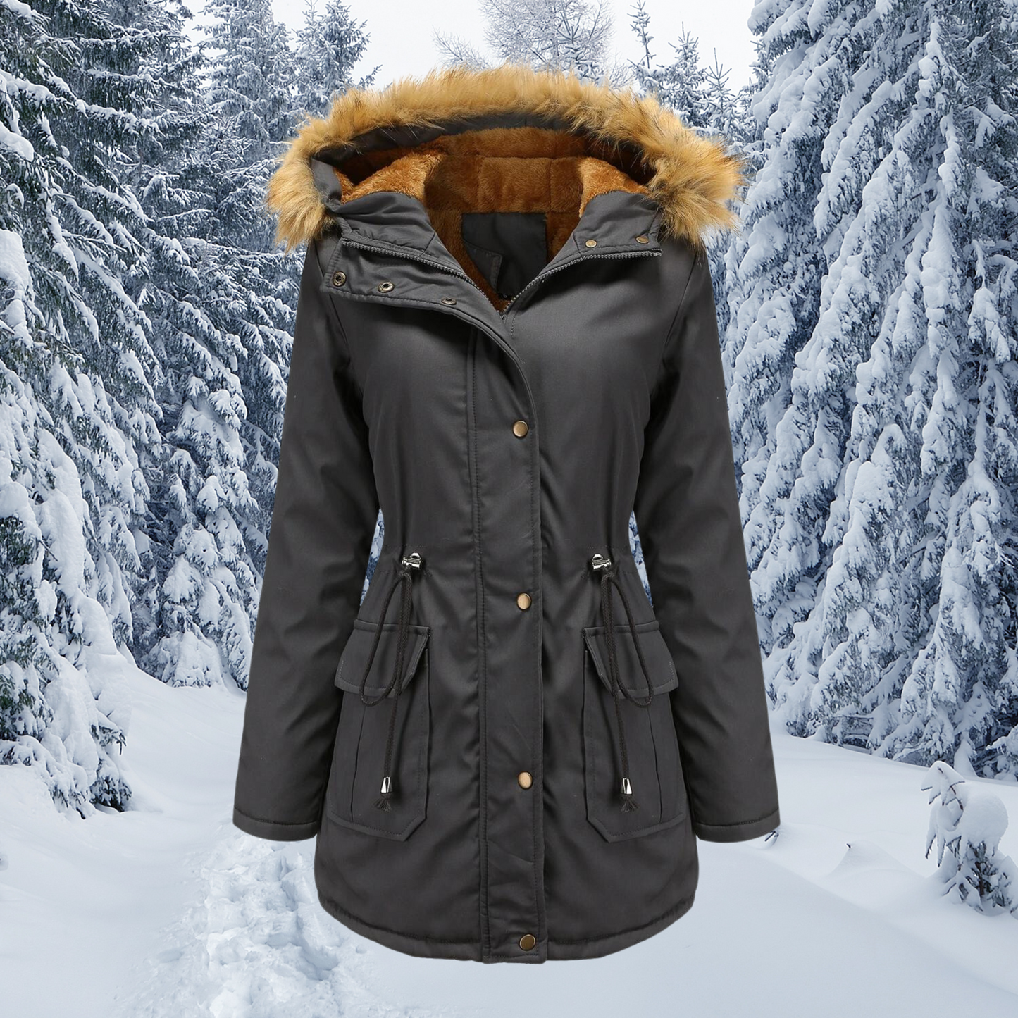 Cozy Women's Insulated Snow Parka Coat with Faux Fur Hood