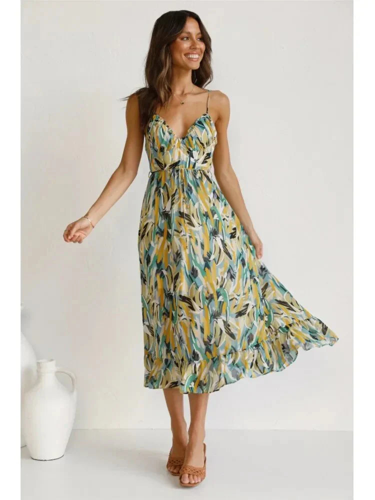 Paloma Dress | V Neck Spaghetti Strap Summer Dress
