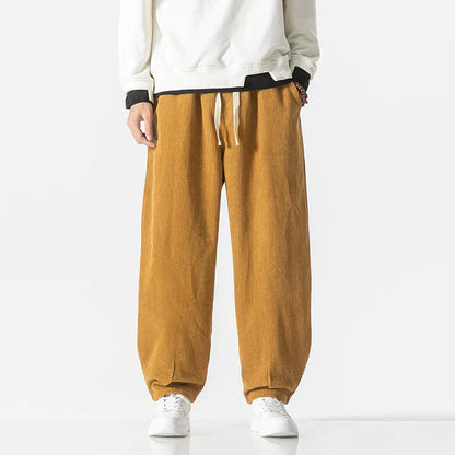 Comfortable Corduroy Wide Leg Drawstring Pants