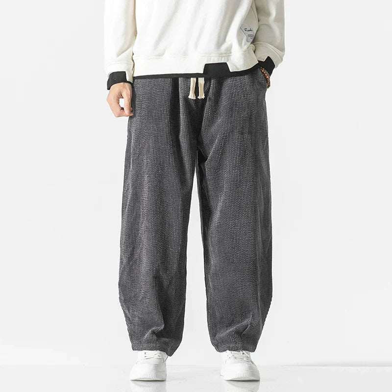 Comfortable Corduroy Wide Leg Drawstring Pants