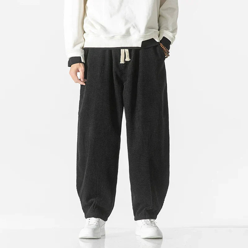 Comfortable Corduroy Wide Leg Drawstring Pants
