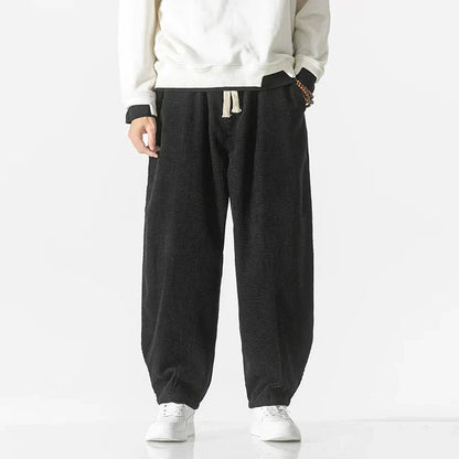 Comfortable Corduroy Wide Leg Drawstring Pants