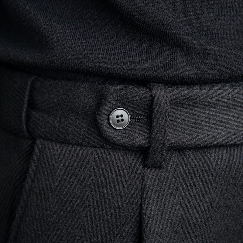Comfortable Fit Herringbone Polyester Pants