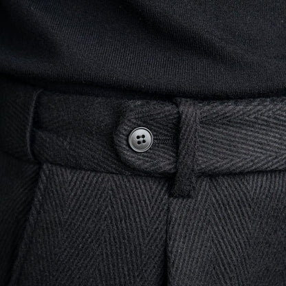 Comfortable Fit Herringbone Polyester Pants