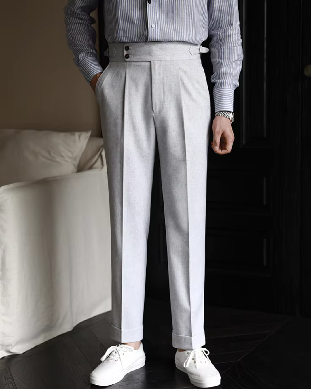 Comfortable Fit High Waisted Straight Leg Pants