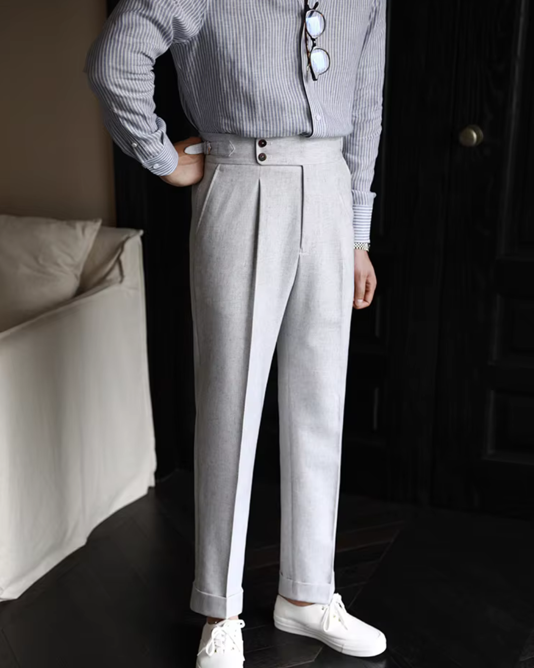 Comfortable Fit High Waisted Straight Leg Pants