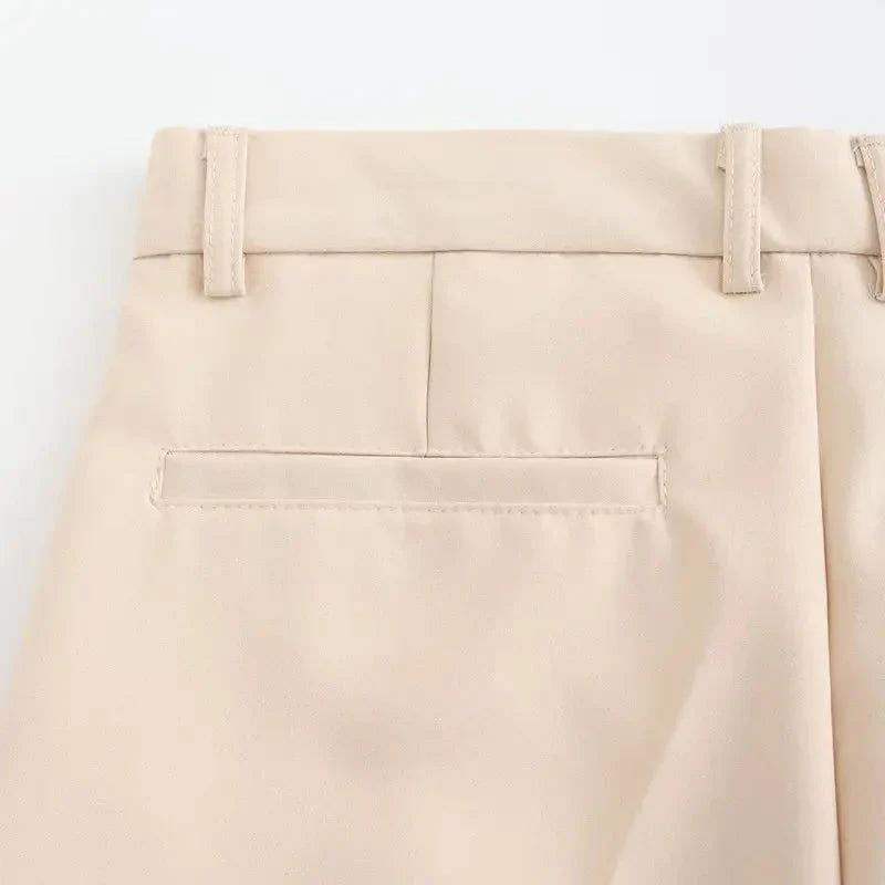 Comfortable Fit Polyester Trousers with Elastic Waistband