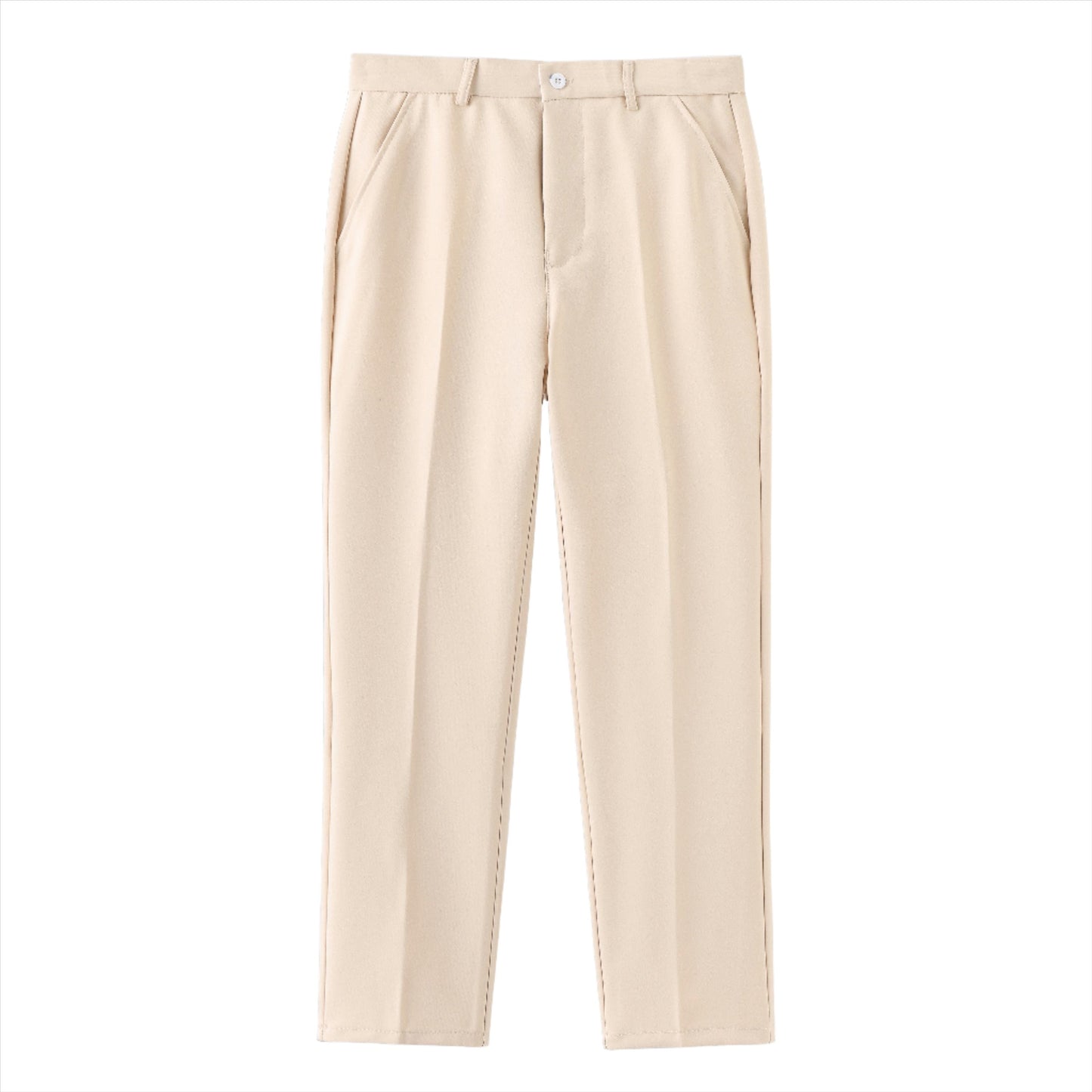 Comfortable Fit Polyester Trousers with Elastic Waistband