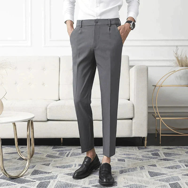 Comfortable Fit Polyester Trousers with Elastic Waistband