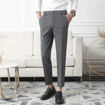 Comfortable Fit Polyester Trousers with Elastic Waistband