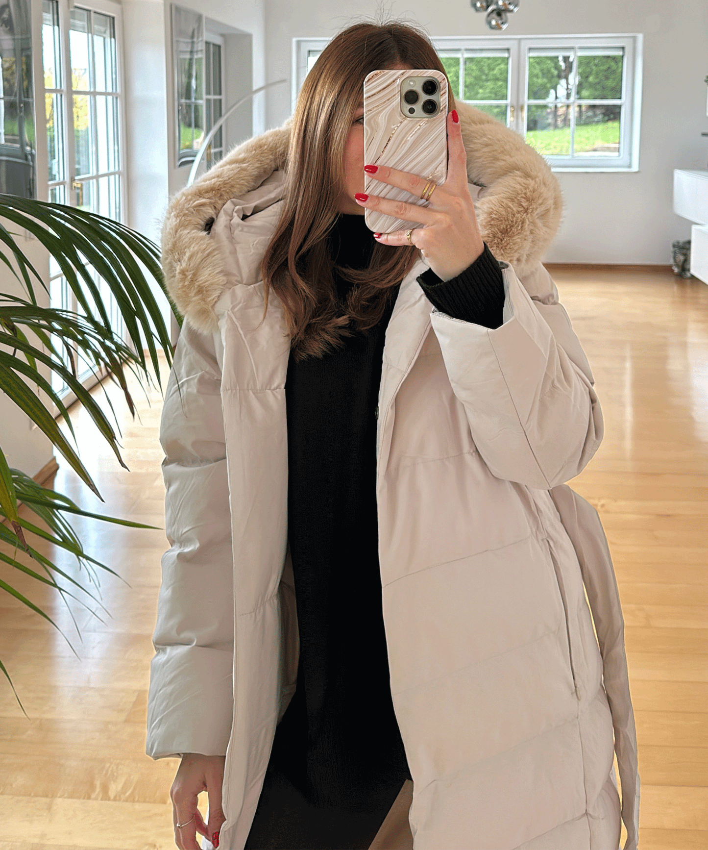 Classic Beige Winter Coat for Women
