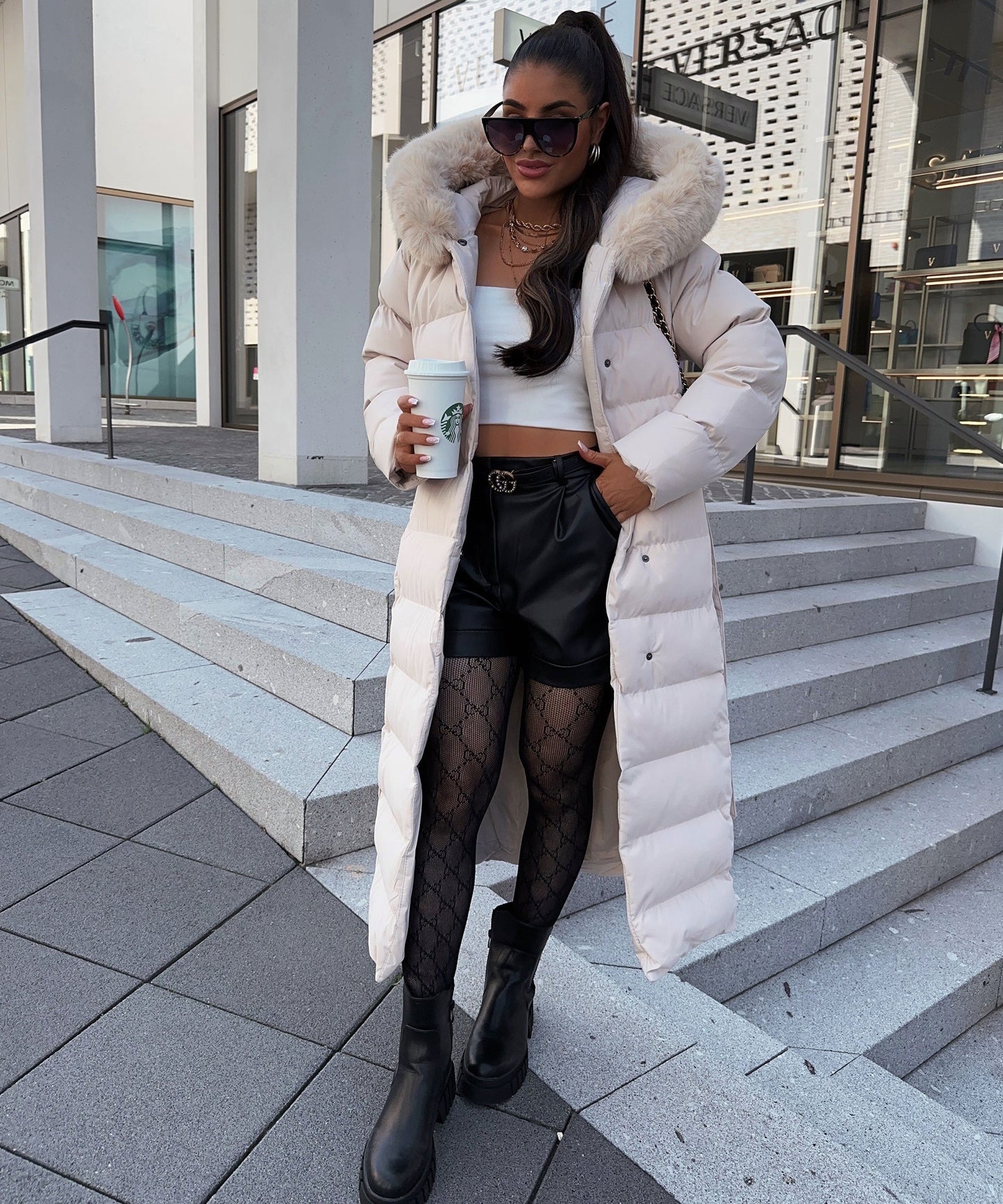 Classic Beige Winter Coat for Women