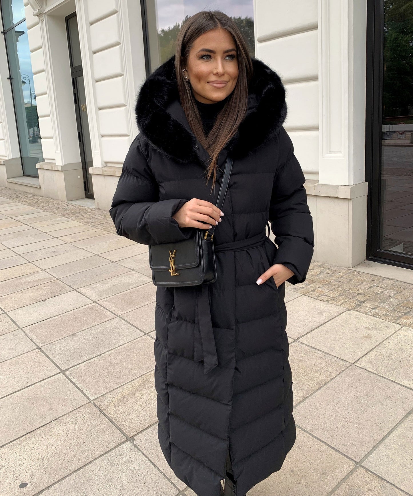 Warm Black Puffer Parka Coat