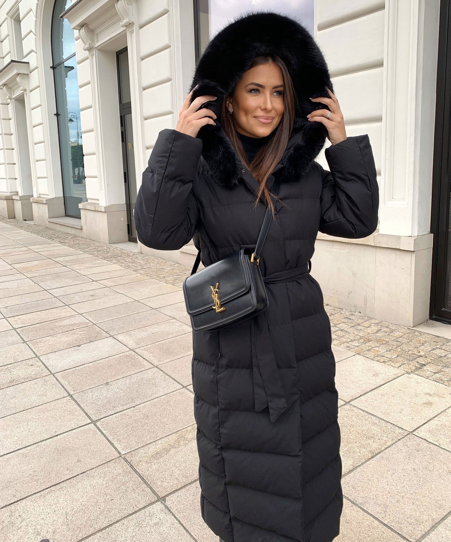 Warm Black Puffer Parka Coat