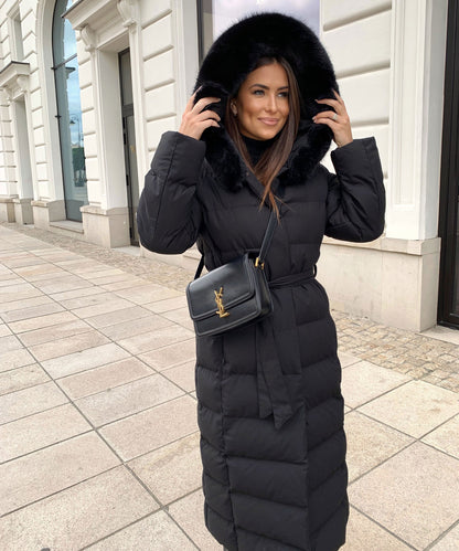Warm Black Puffer Parka Coat