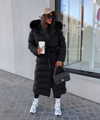 Warm Black Puffer Parka Coat