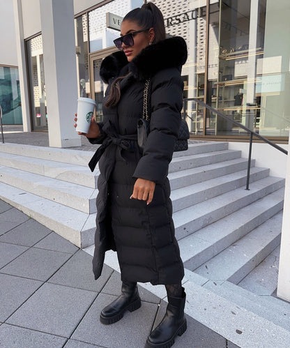 Warm Black Puffer Parka Coat