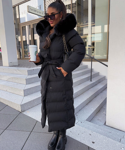 Warm Black Puffer Parka Coat