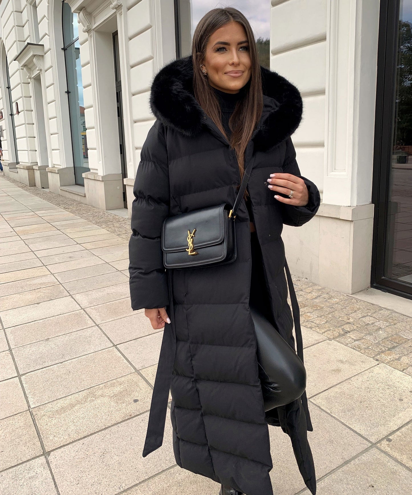 Warm Black Puffer Parka Coat