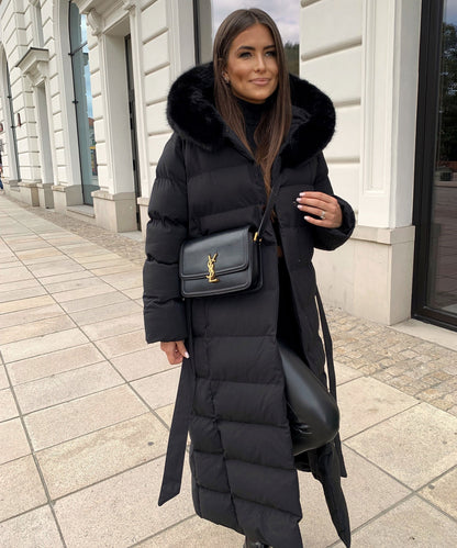 Warm Black Puffer Parka Coat