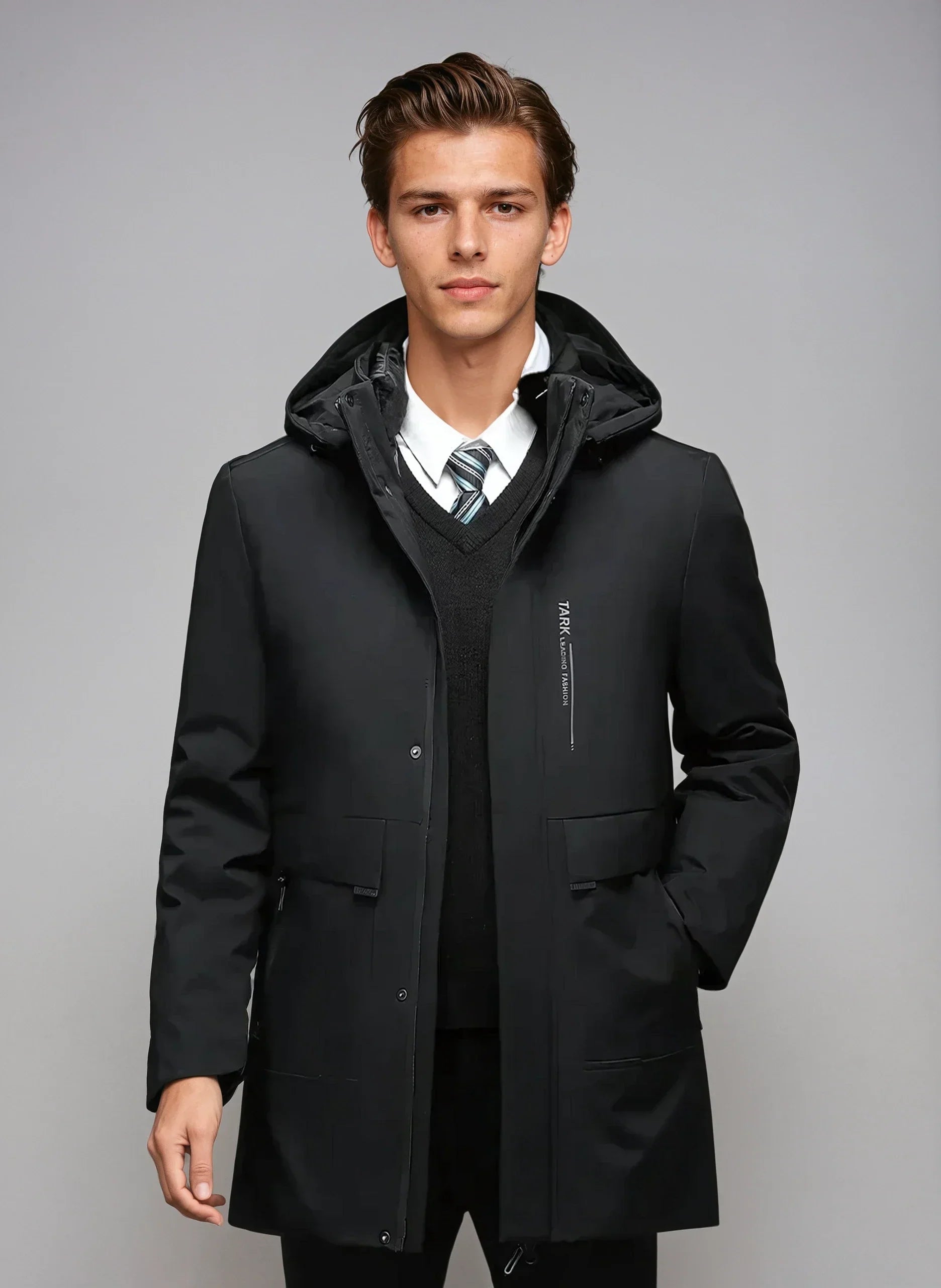 Waterproof Parka With Hood And Insulated Zip Pockets - OutfitLondon