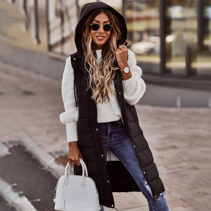 Warm Women's Padded Hooded Vest - OutfitLondon