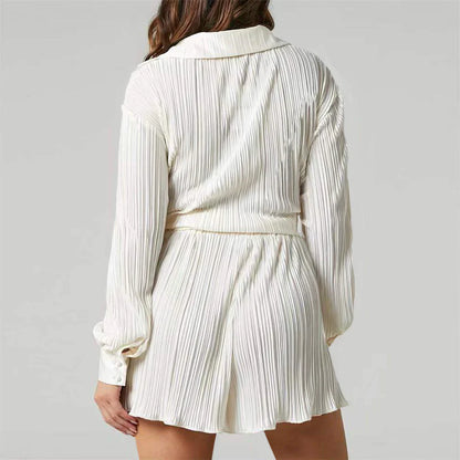 Patience Co-ord Set | Pleated Long Sleeve Blouse & Shorts