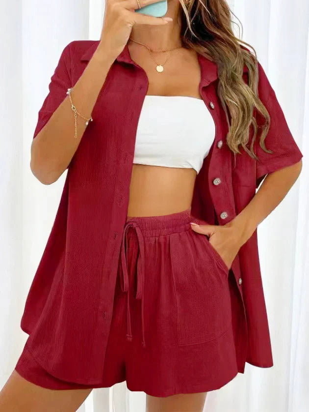 Relaxed Fit Summer Outfit Short Sleeve Top & Shorts - OutfitLondon