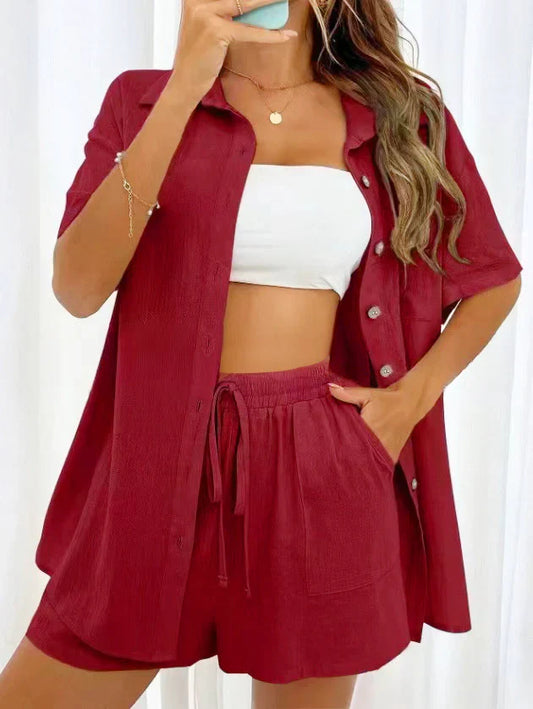 Relaxed Fit Summer Outfit Short Sleeve Top & Shorts - OutfitLondon