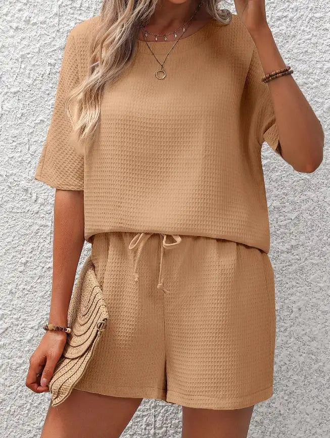 Paulita Lounge Set | Short Sleeve Top & Drawstring Shorts