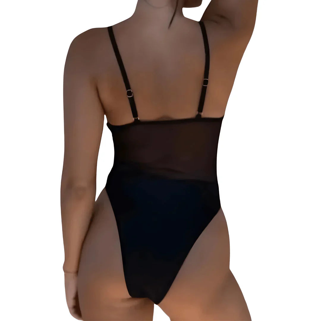 Pauwella Swimsuit | Tan-Through One-Piece Swimsuit with Mesh Panels