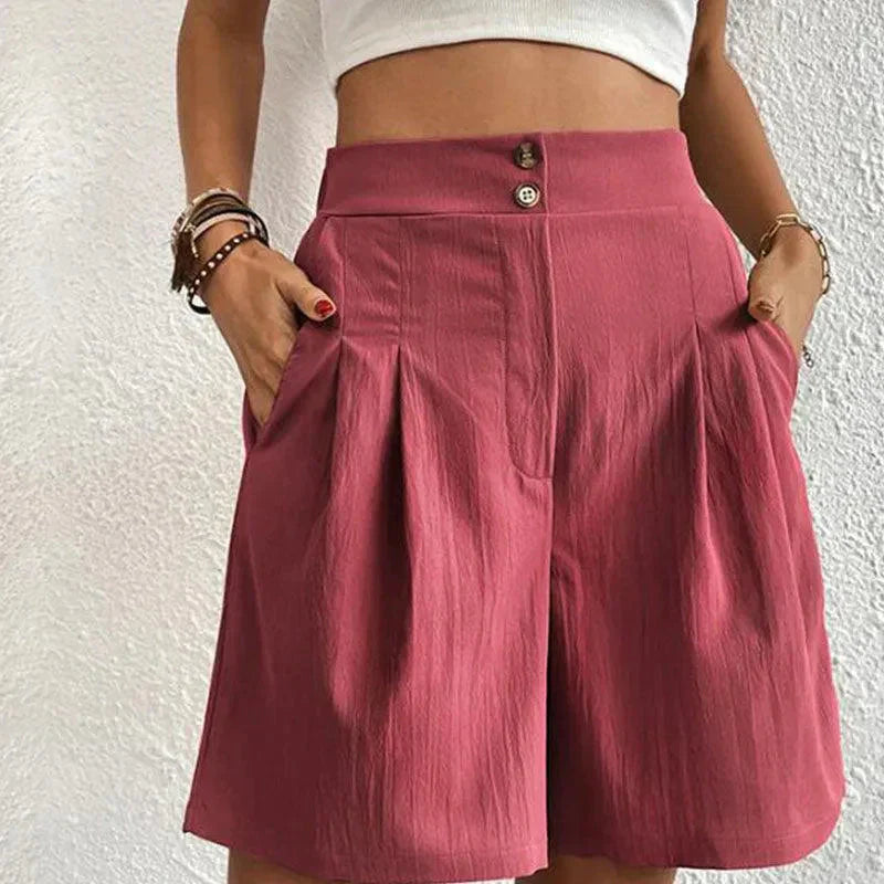 Elegant High Waist Pleated Shorts