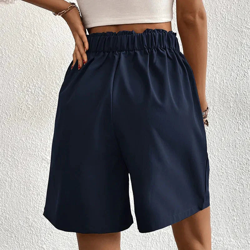 Elegant High Waist Pleated Shorts