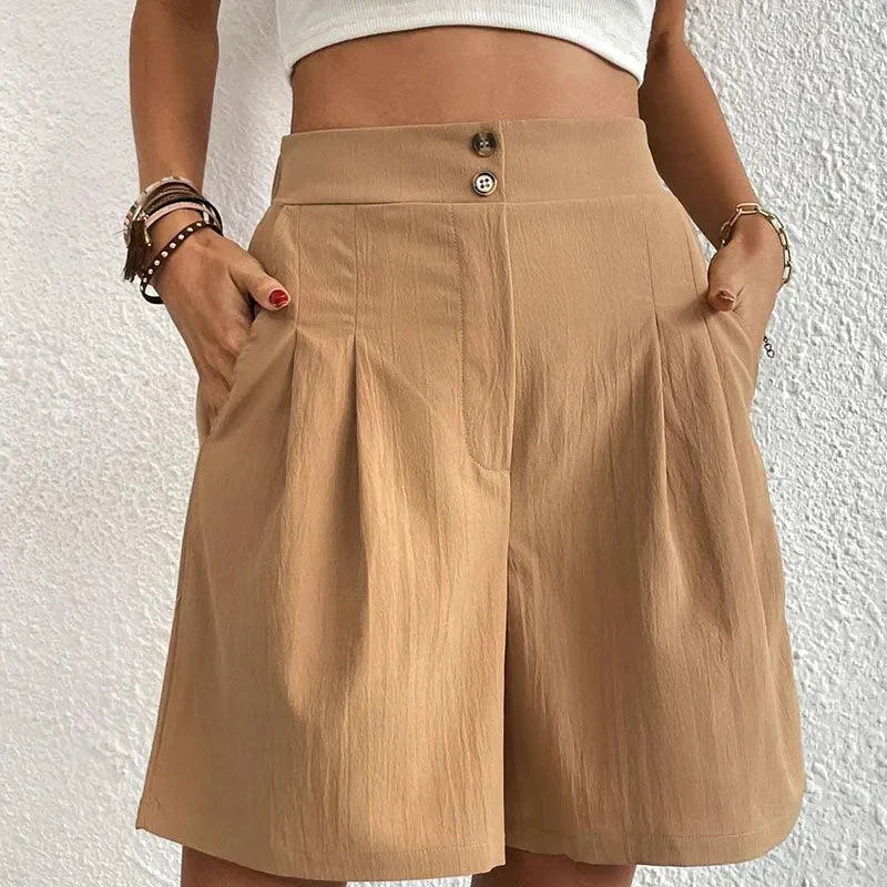 Classic High Waisted Pleated Shorts - OutfitLondon