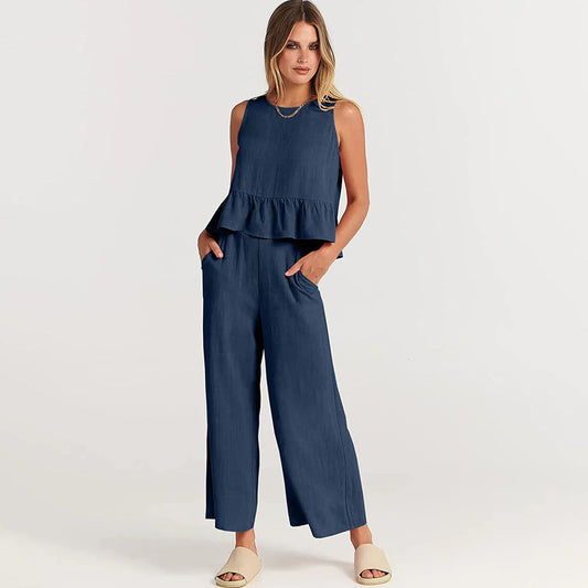 Cute Summer Outfit Set Top and Wide Leg Pants - OutfitLondon