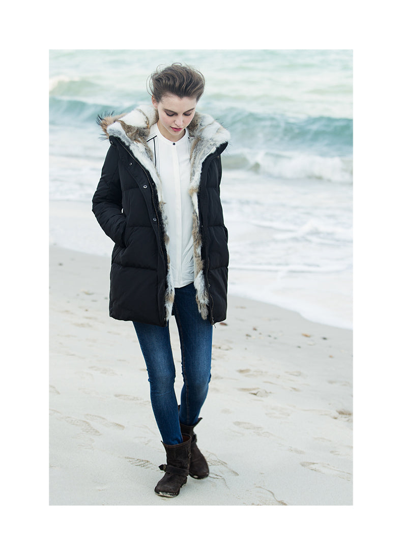 Warm Waterproof Ladies Quilted Winter Parka Coat