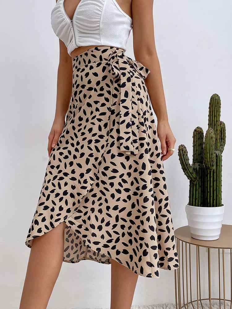 Flattering Midi Wrap Skirt with Adjustable Waist - OutfitLondon