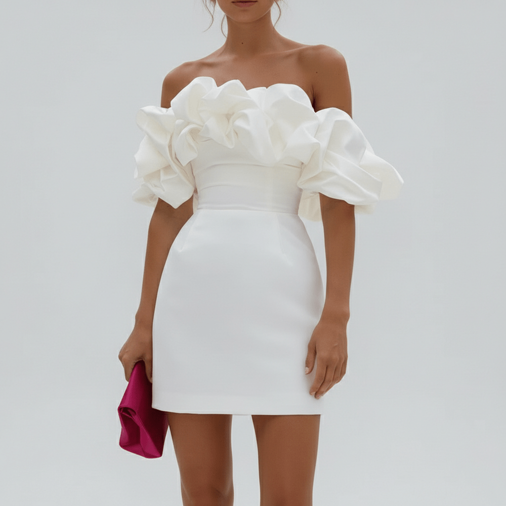 Chic Ruffled Satin Mini Party Dress