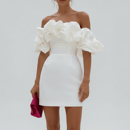 Chic Ruffled Satin Mini Party Dress