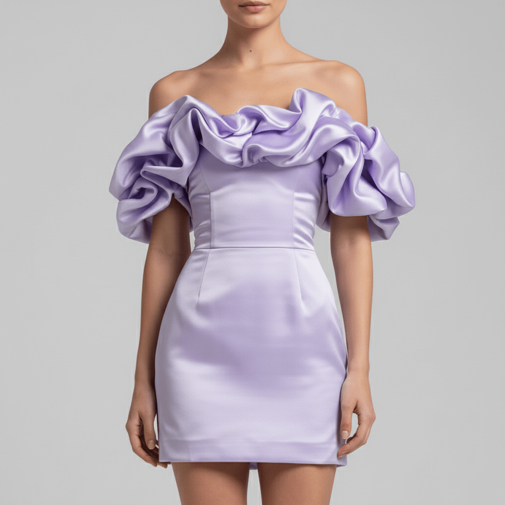 Chic Ruffled Satin Mini Party Dress