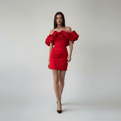 Chic Ruffled Satin Mini Party Dress