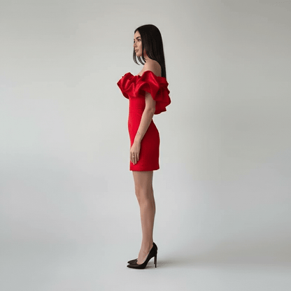 Chic Ruffled Satin Mini Party Dress