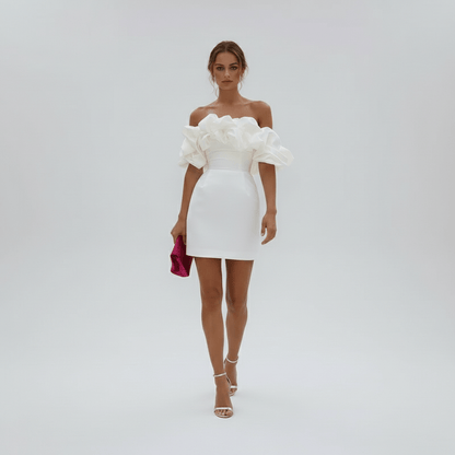 Chic Ruffled Satin Mini Party Dress