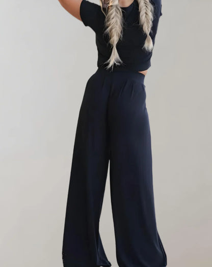 Petrina Two-Piece Co-ord Set | Crop Top & Wide-Leg Trousers
